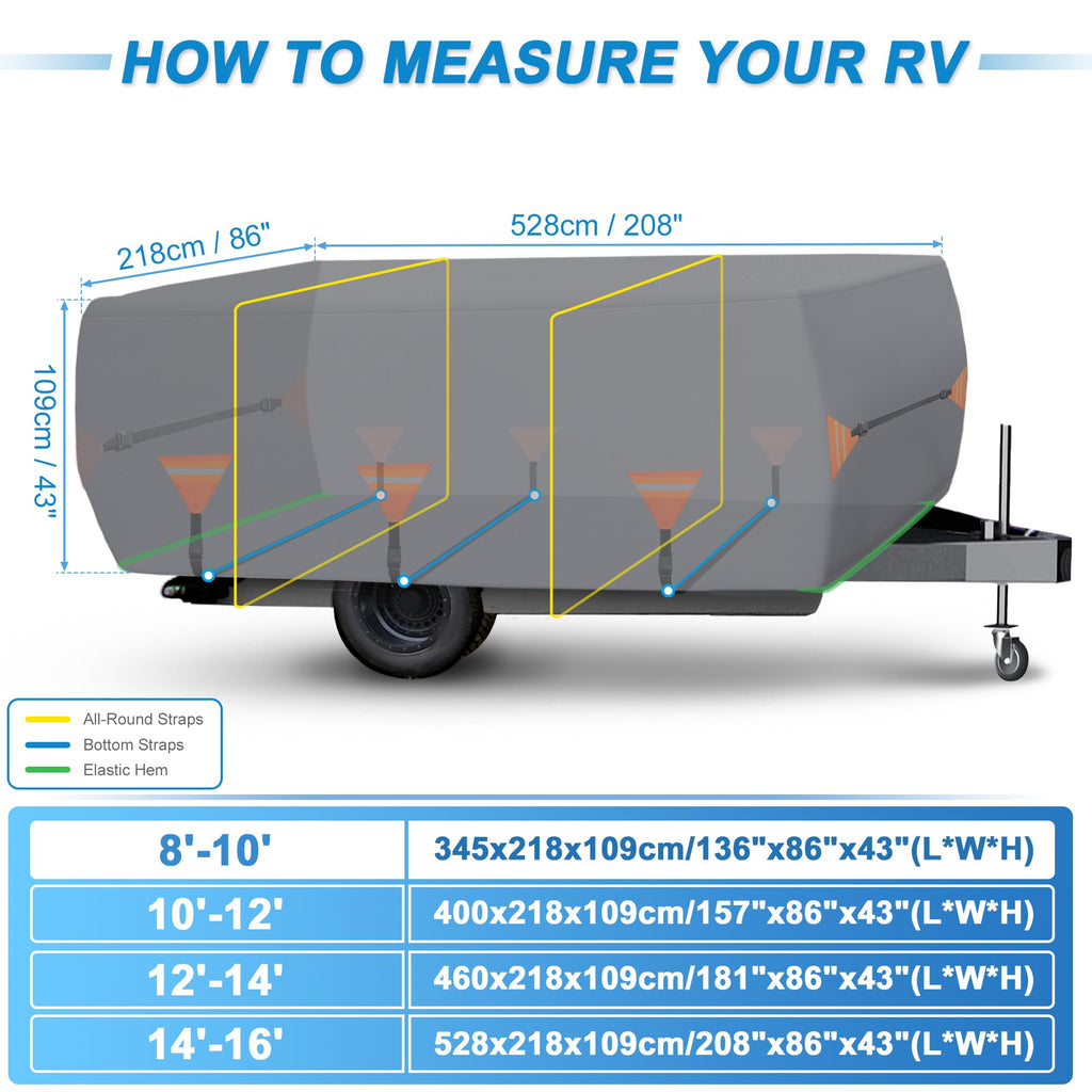 14ft-16ft Heavy Duty Oxford Waterproof Pop-Up Camper Cover F504782