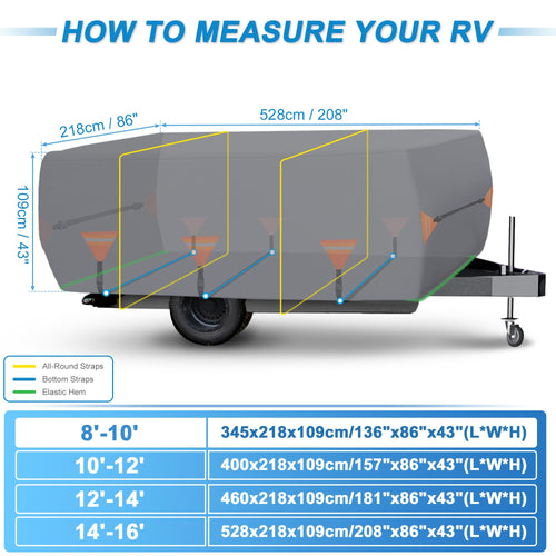 14ft-16ft Heavy Duty Oxford Waterproof Pop-Up Camper Cover F504782