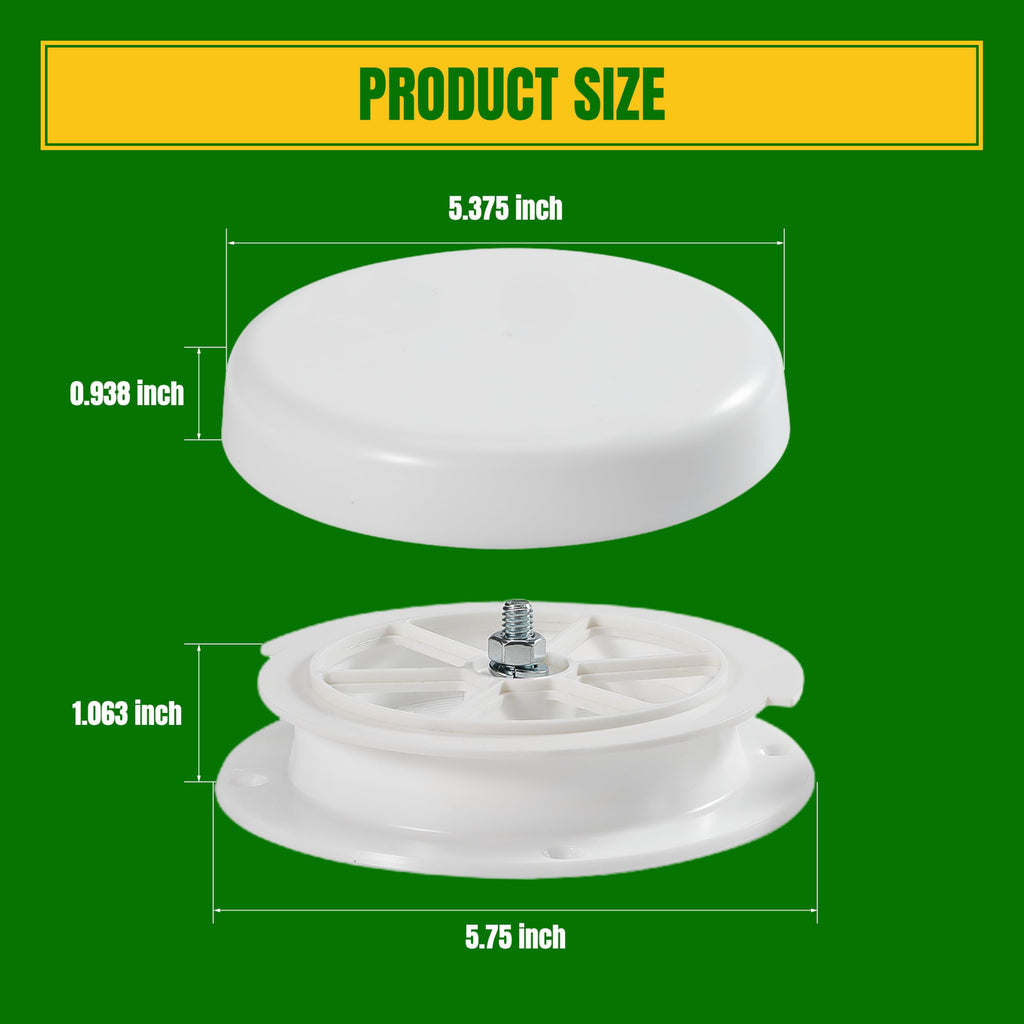 White RV Roof Mushroom Vent with Water Cover Guard Cap M86332