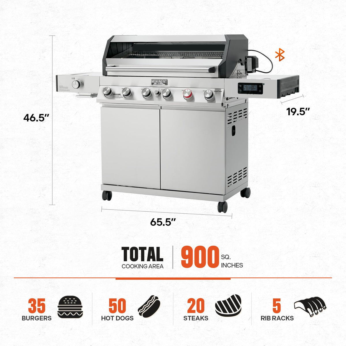 6+1 Burner Propane Gas Grill with Cover and Rotisserie Kit Z990