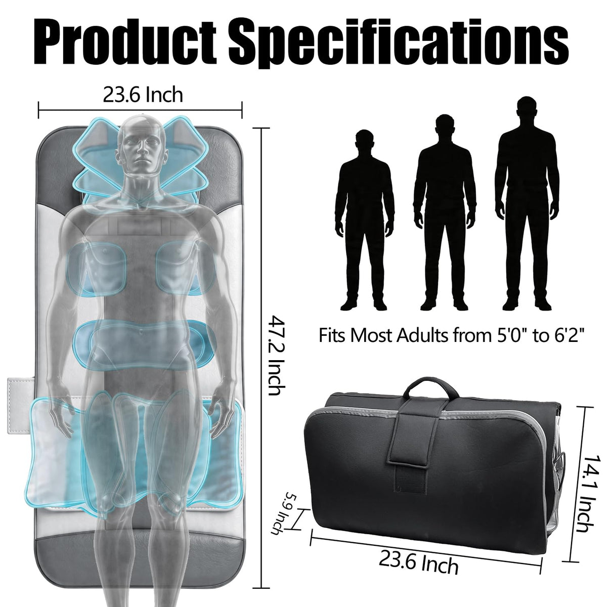 Foldable Full Body Stretching Massage Mat with Airbags J793644