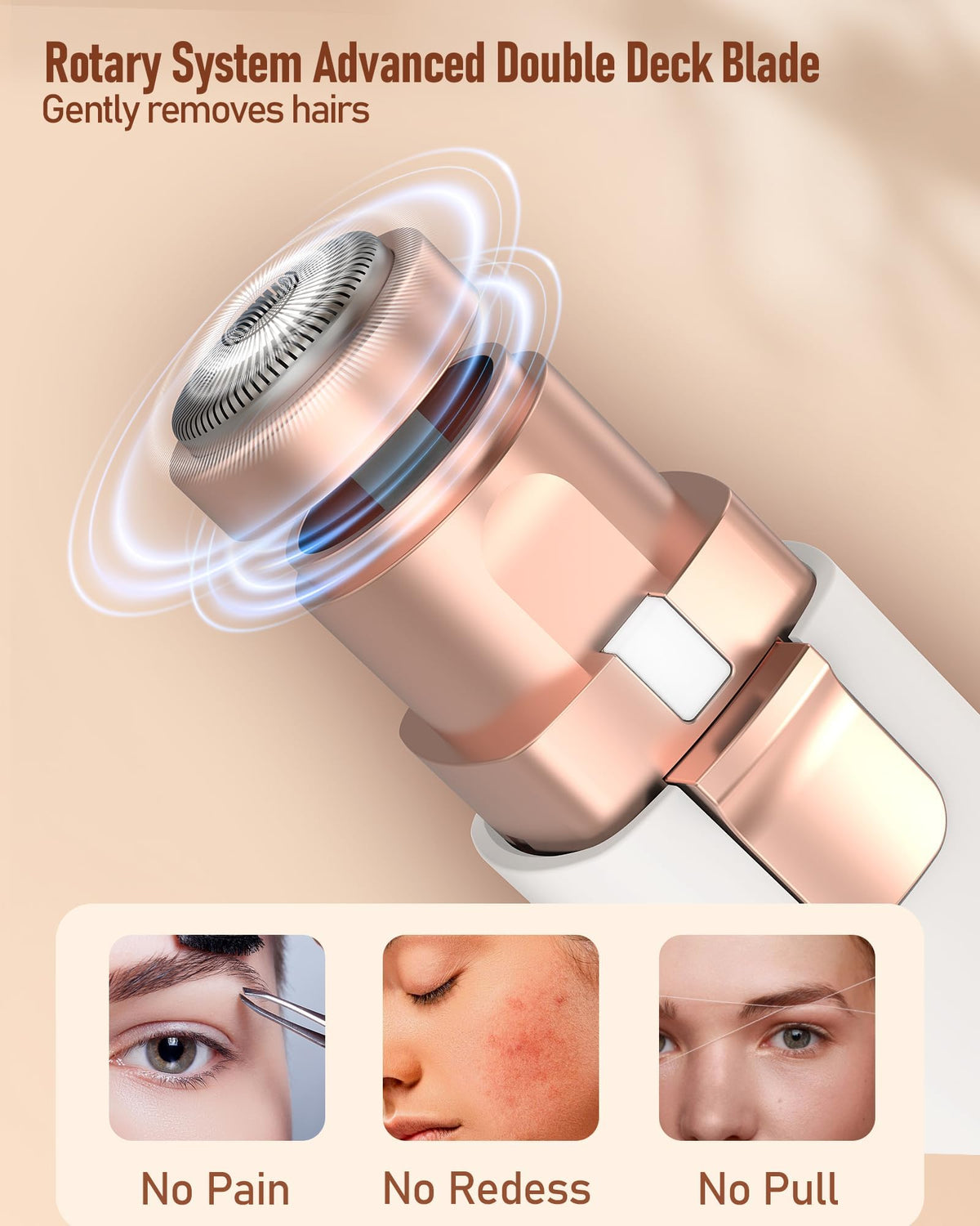 2 in 1 Rechargeable Eyebrow Trimmer Facial Hair Remover with LED Light P626365