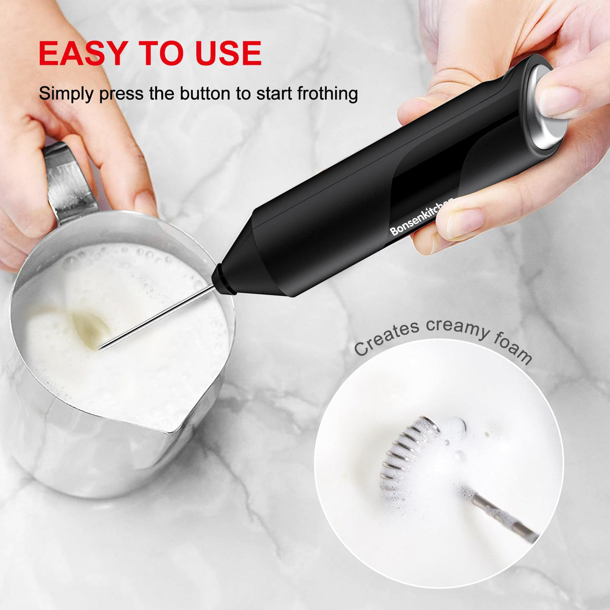 Battery Operated Black Milk Frother L2324