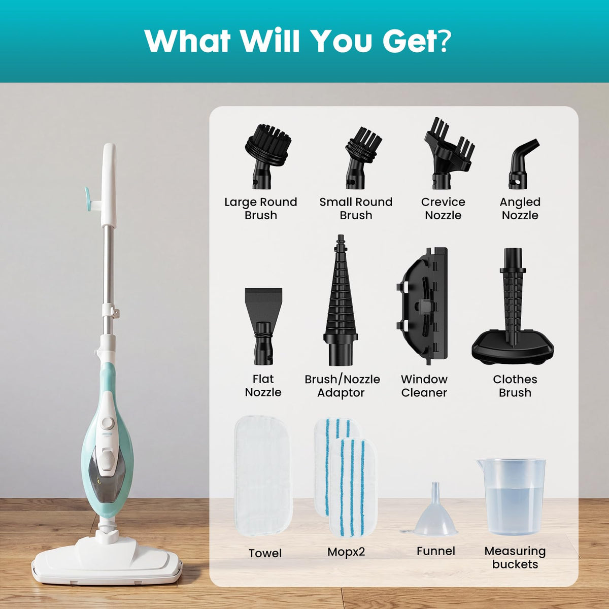 1550W Detachable Handheld Steam Mop with 2 Reusable Pads S4444