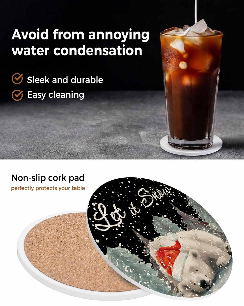 Set of 4 Absorbent Ceramic Stone Coasters with Holder B11635