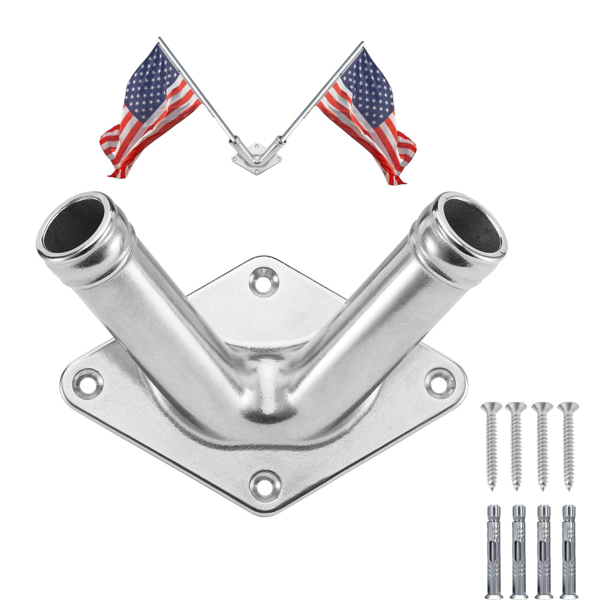 Double Flag Pole Holder 316 Stainless Steel Heavy Duty C146