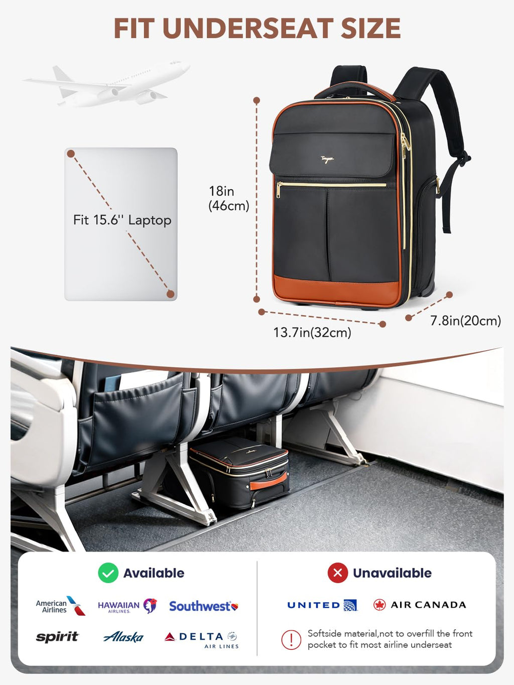 Rolling Large Travel Backpack with Wheels O8960