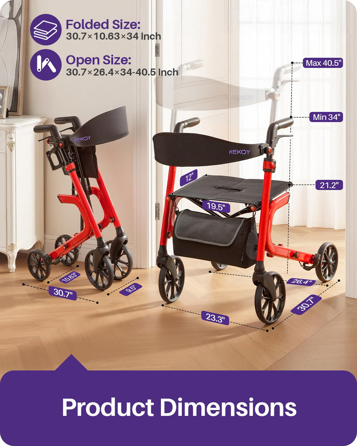 Bariatric Rollator Walker with Seat W9860