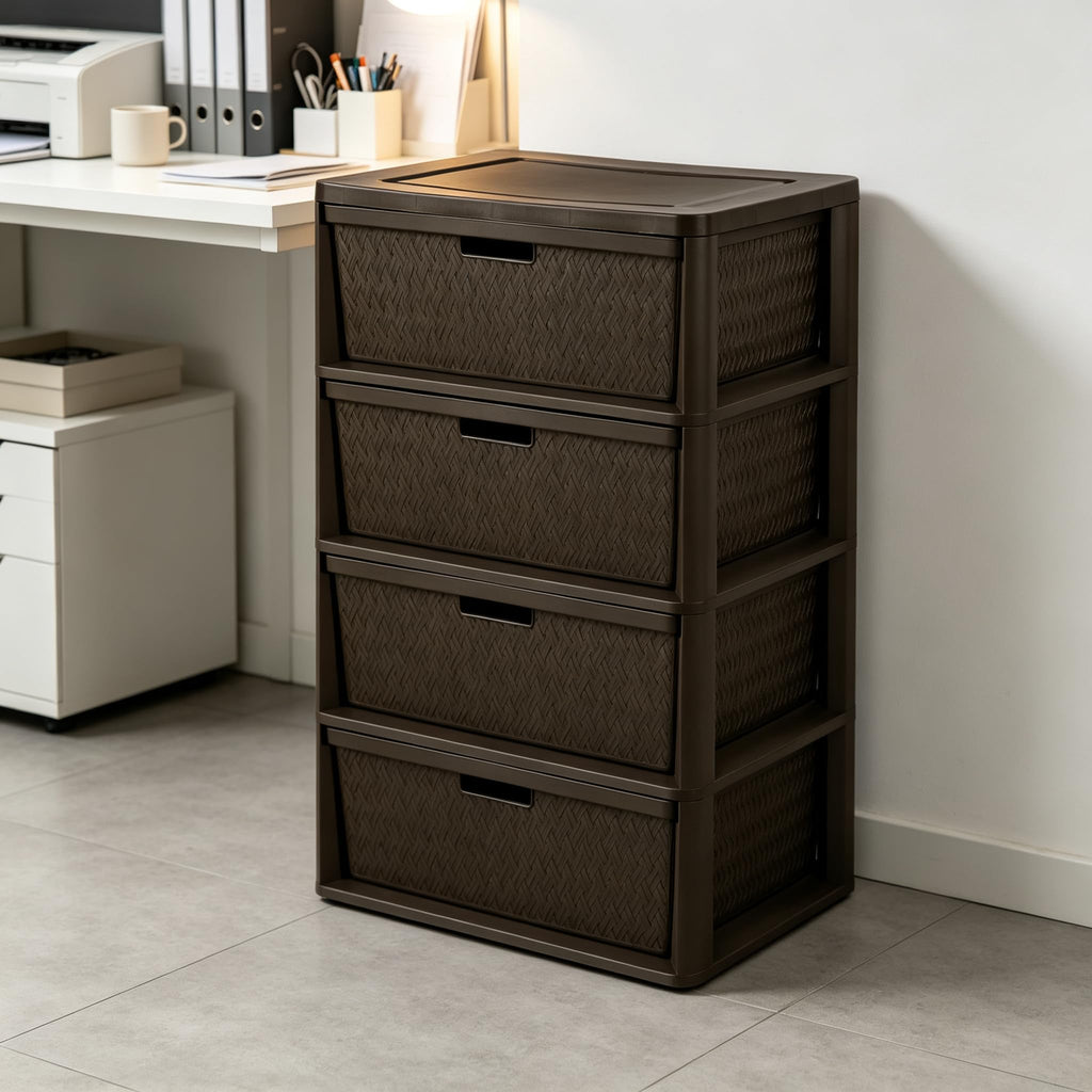 4 Drawer Brown Storage Tower with Removable Drawers B7384