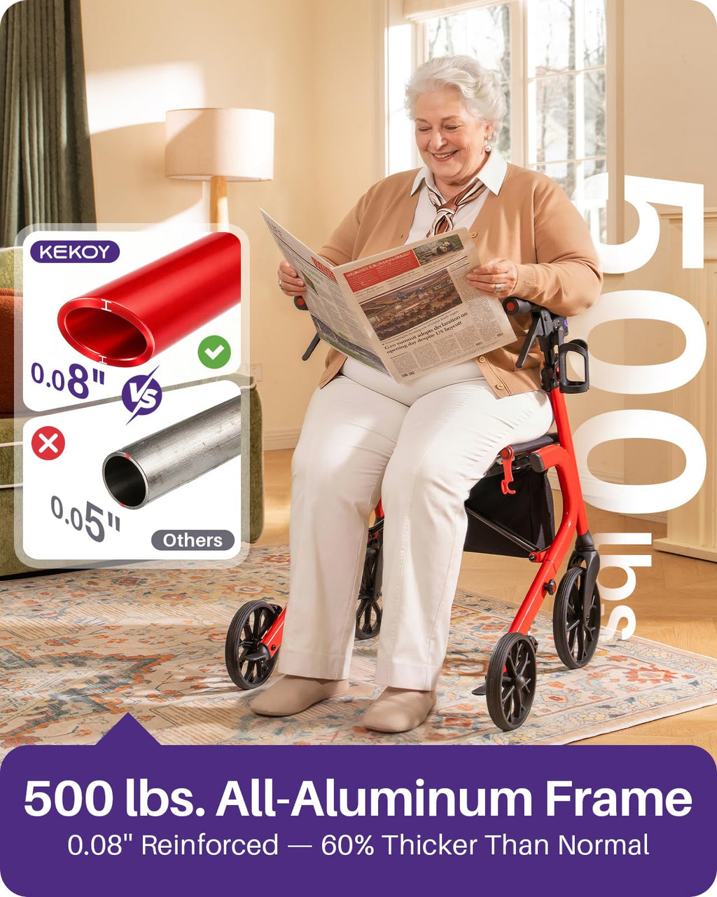Bariatric Rollator Walker with Seat W9860