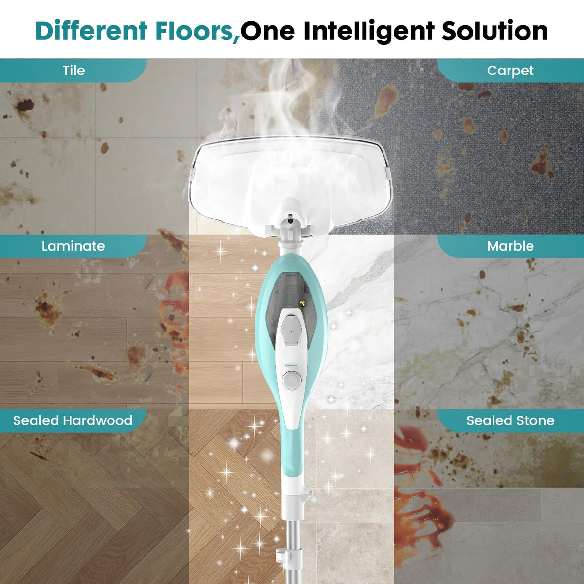 1550W Detachable Handheld Steam Mop with 2 Reusable Pads S4444