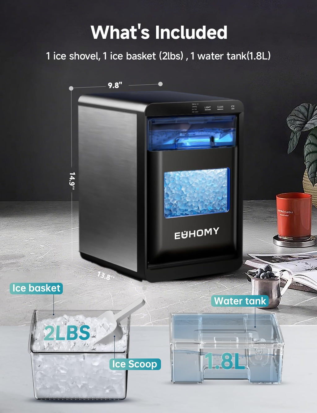 Nugget Ice Maker Countertop, 40lbs/24H, Black A3239