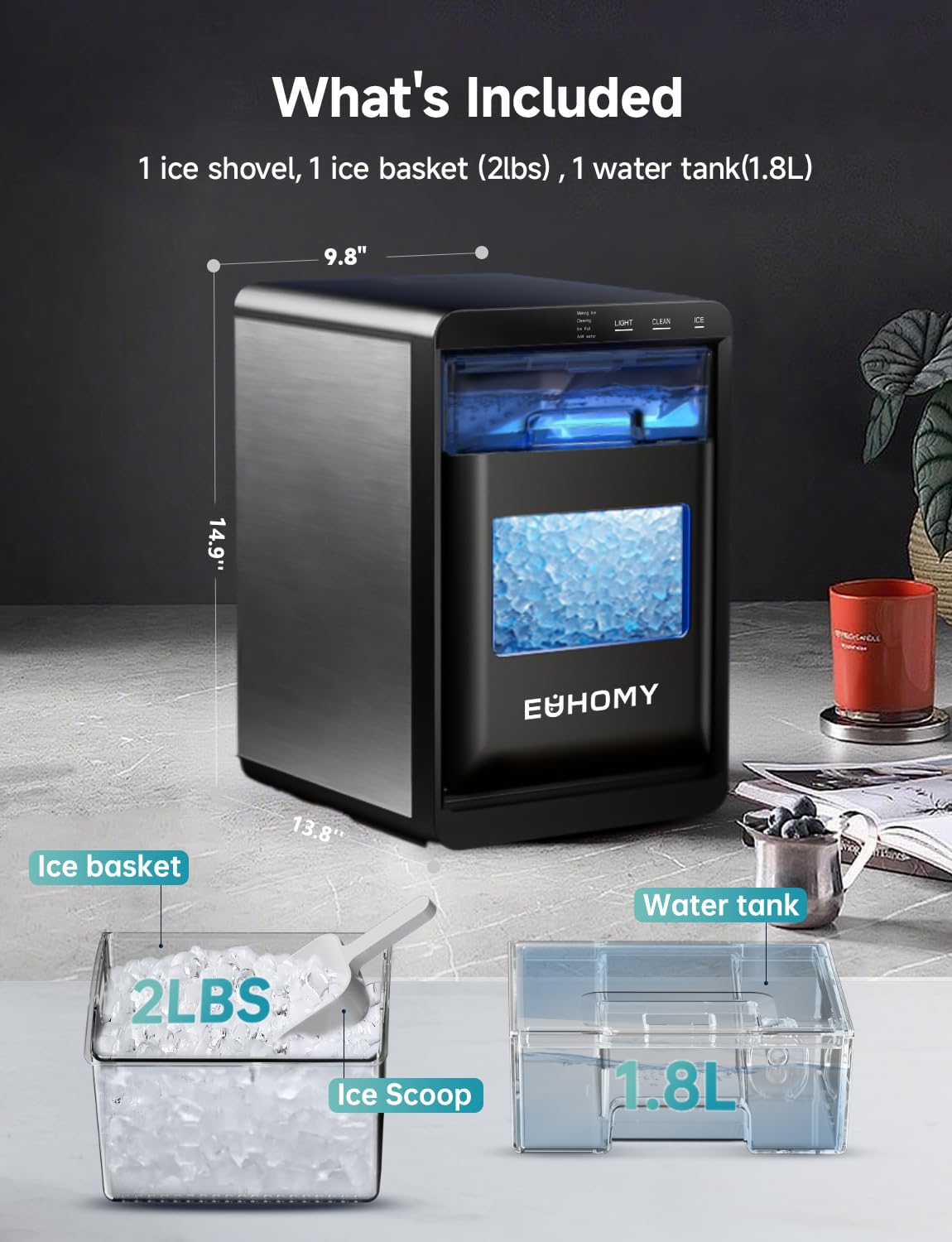 Nugget Ice Maker Countertop, 40lbs/24H, Black A3239