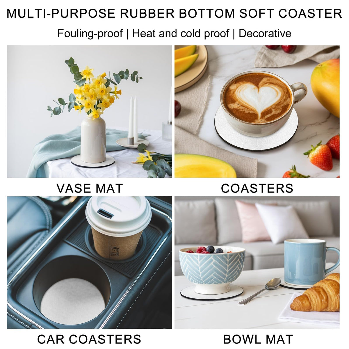 Black Grey Absorbent Coasters Set of 4 N88505