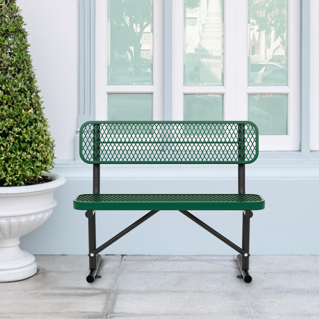 4FT Heavy Duty Metal Outdoor Bench with Backrest M393