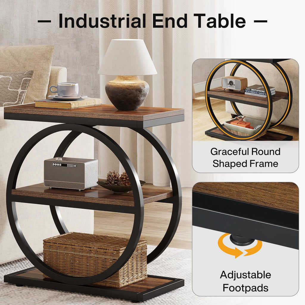 Narrow End Table with 3 Storage Shelves H751