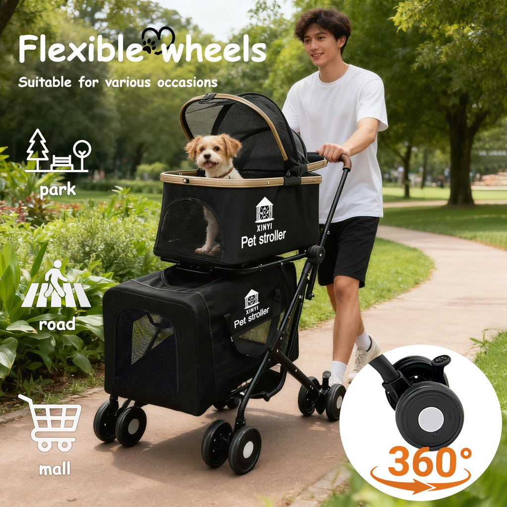 XL Extra-Large Double Pet Stroller with Weather Cover Y89436