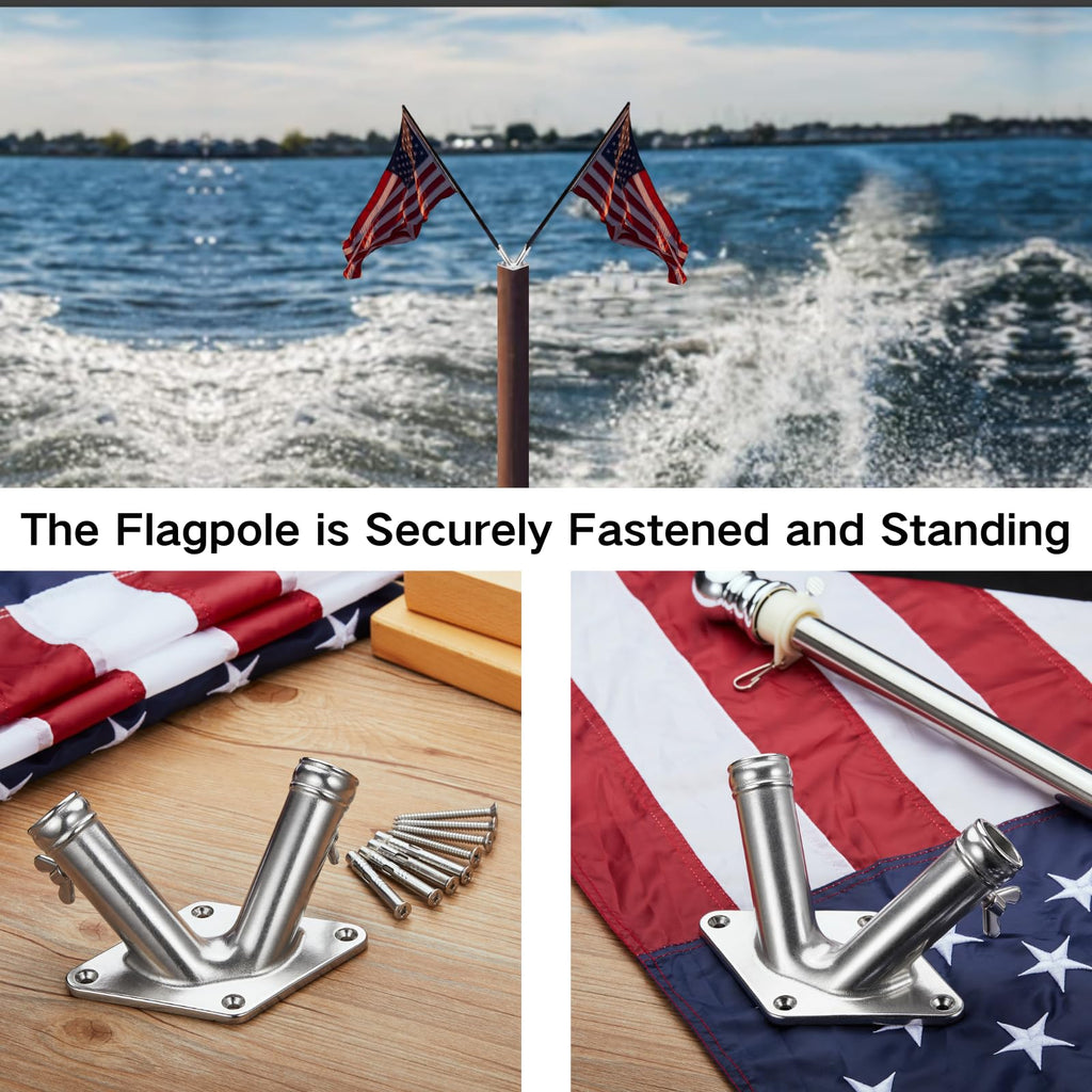 Double Flag Pole Holder 316 Stainless Steel Heavy Duty C146