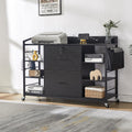 45" Black 2 Drawer File Cabinet with Lock and Power Outlet W5893
