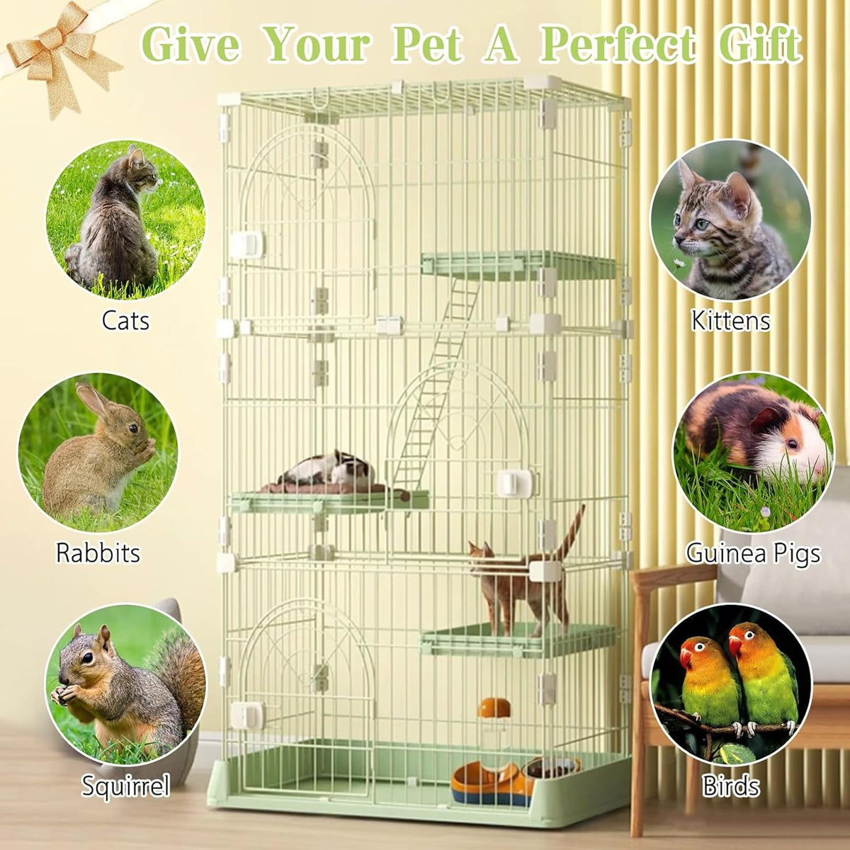 Pink Cat Cage with 3 Platforms and Ramp G2012