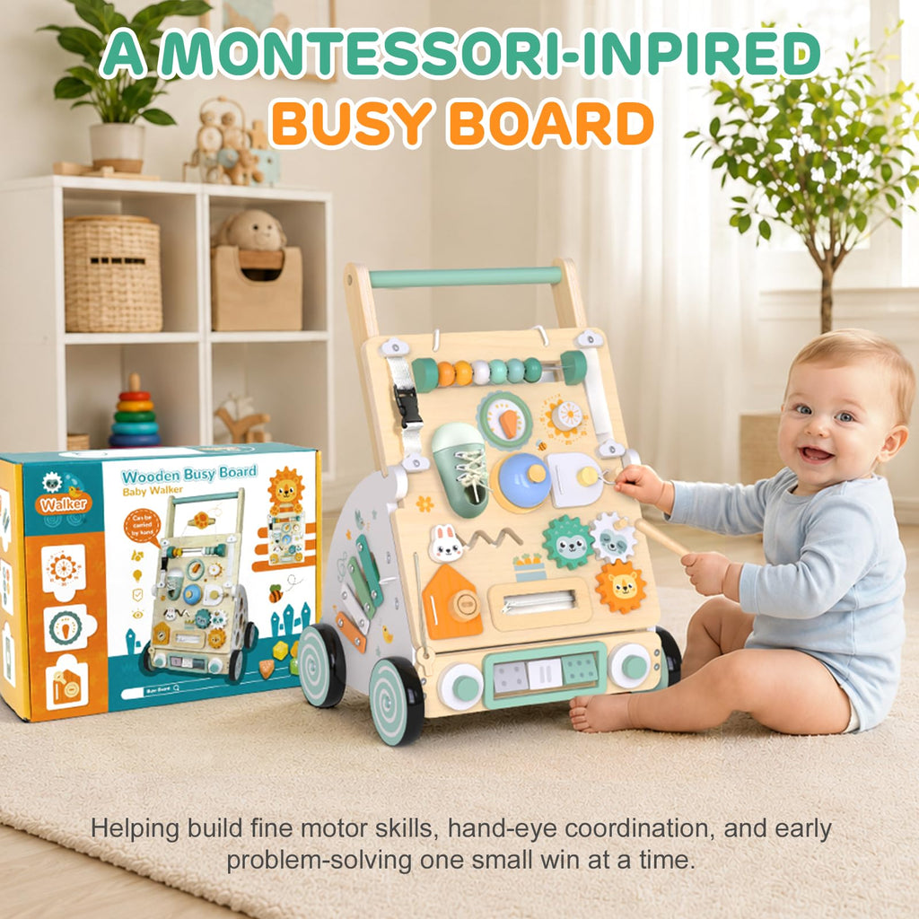 Wooden Baby Walker with Detachable Busy Board M83675