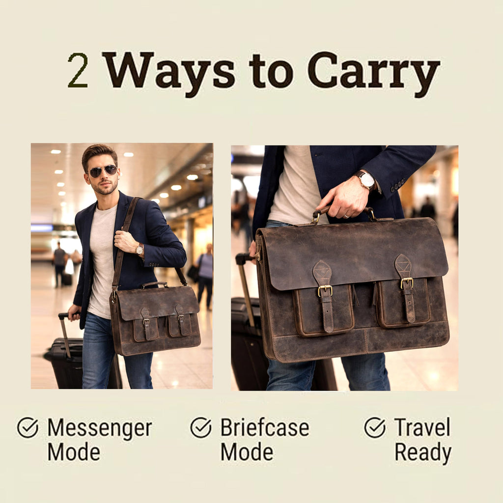 Retro Brown Laptop Messenger Bag Crossbody Travel Bag O909