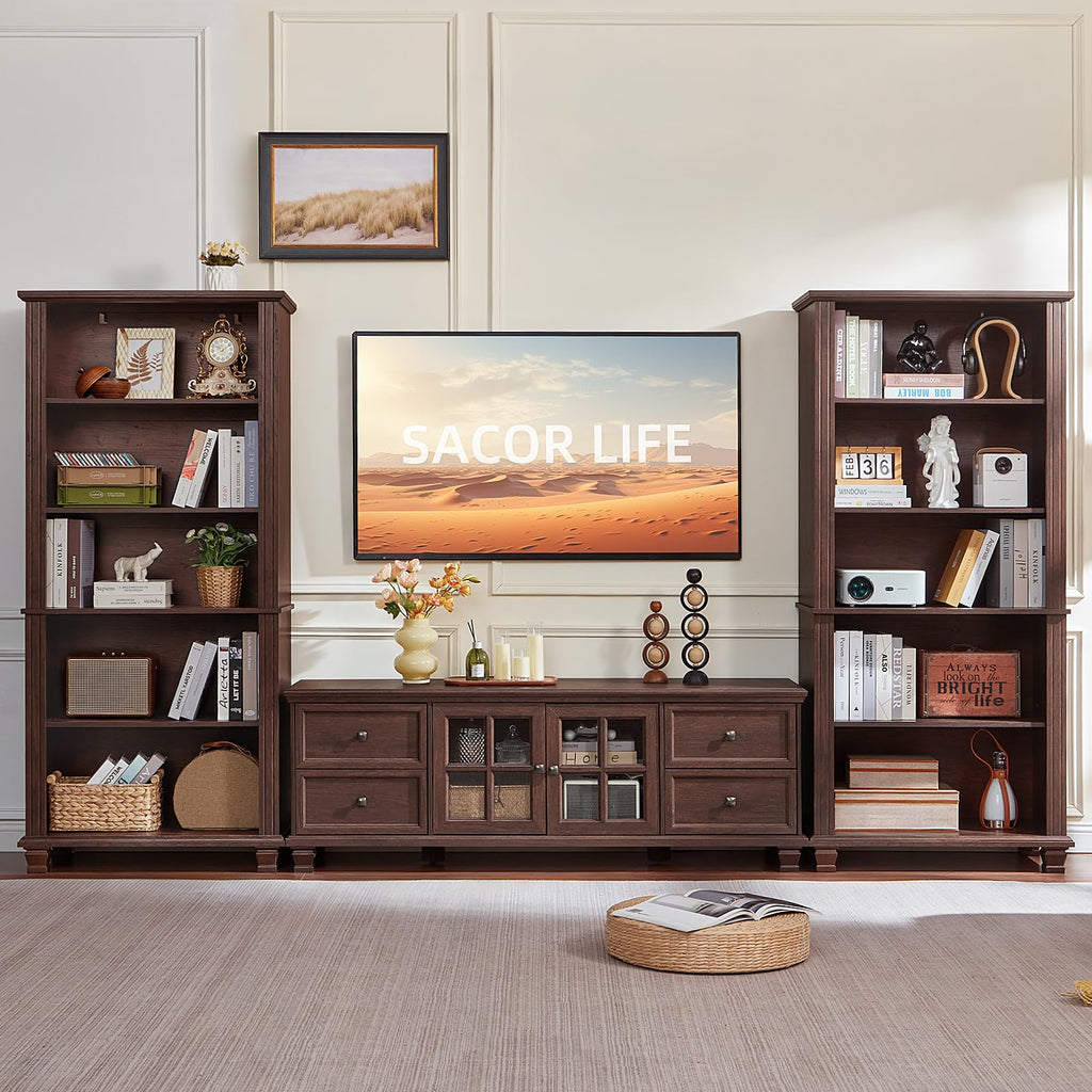 Farmhouse TV Stand with Glass Doors X2923