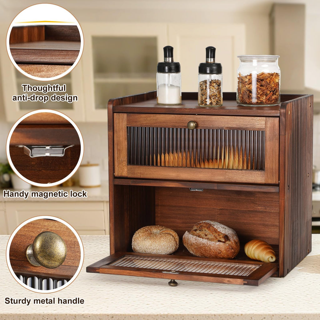 Large Wooden Bread Box U343