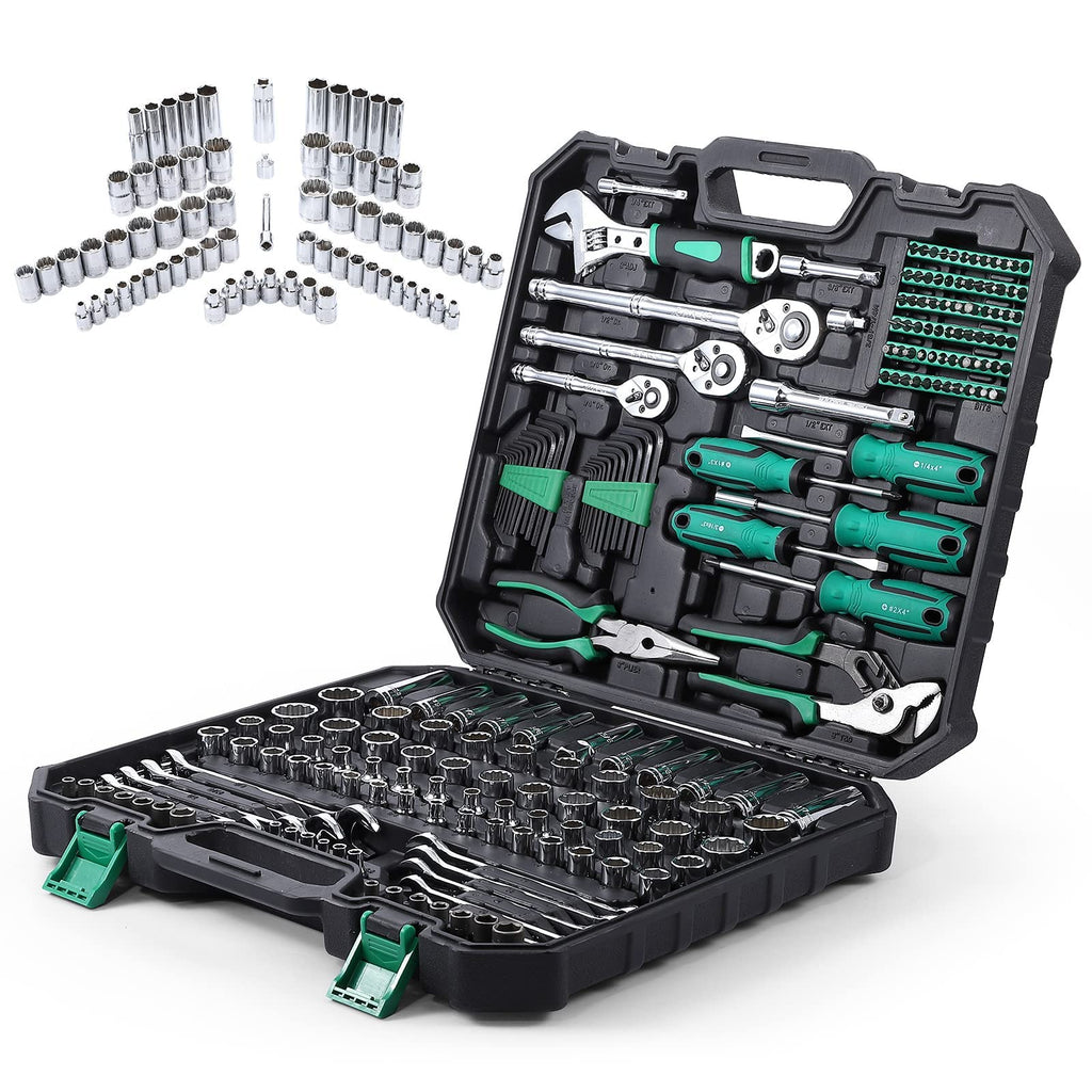 213 Piece SAE and Metric Mechanic Tool Set with Storage Case Q3776