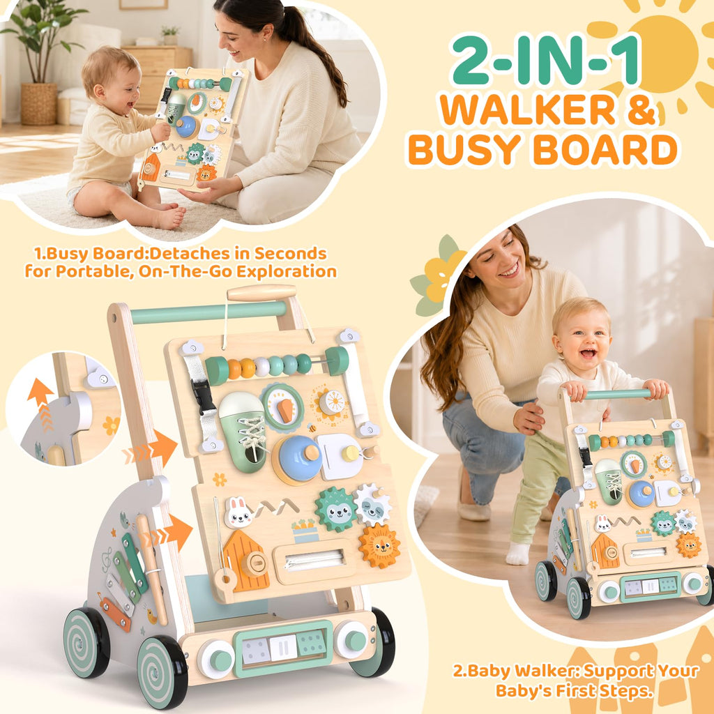 Wooden Baby Walker with Detachable Busy Board M83675