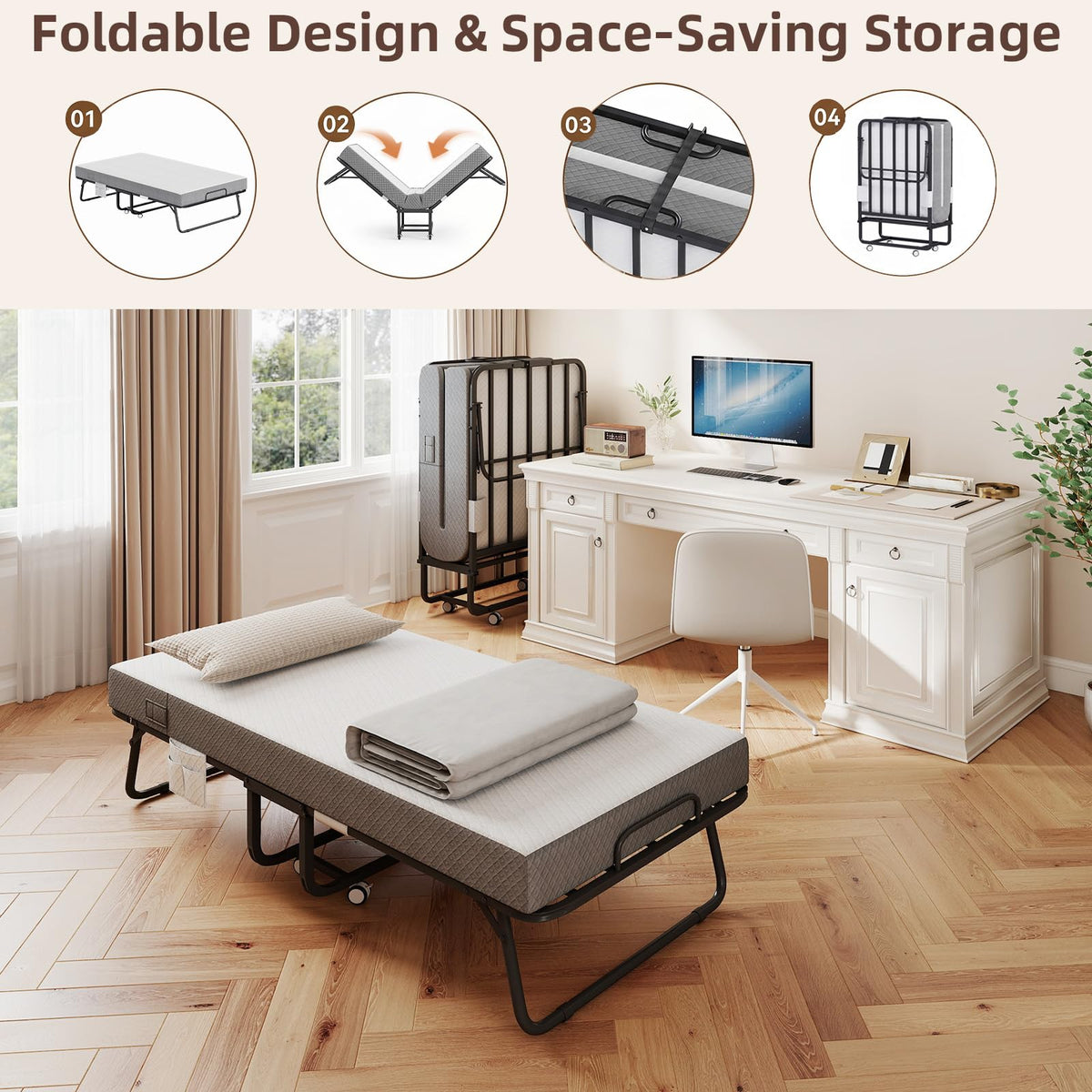 Adjustable Folding Bed with Mattress J38077