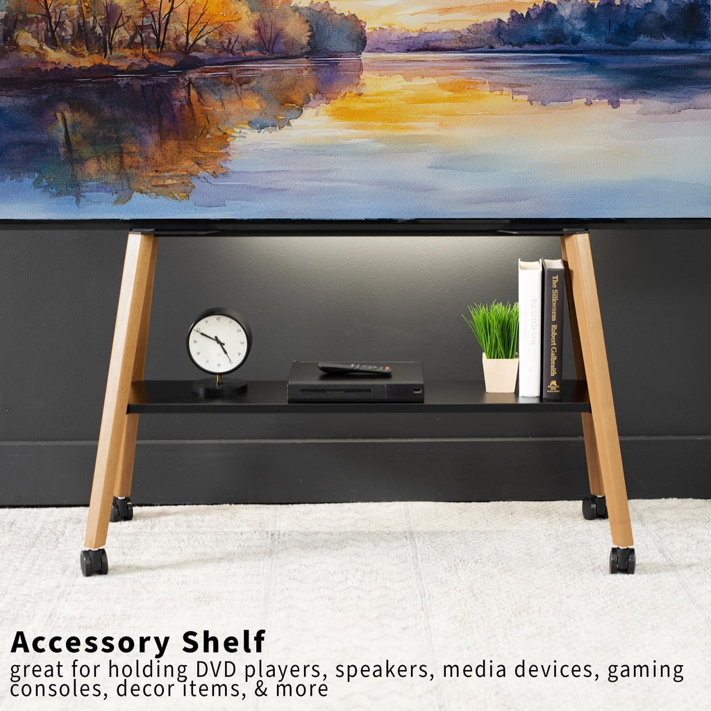 43 to 75 inch Adjustable Mobile TV Stand with Walnut Legs O1843