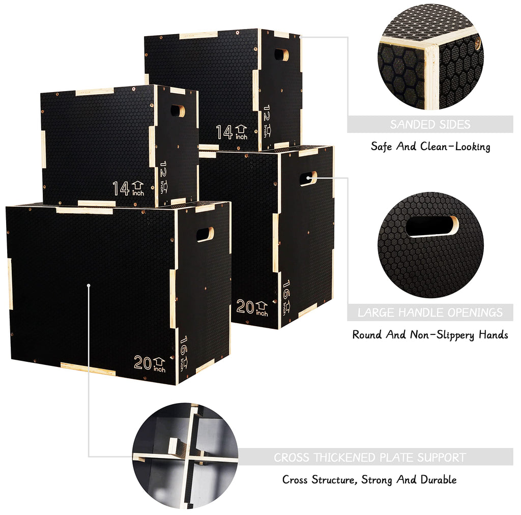 3 in 1 Non-Slip Wooden Plyo Box W593305