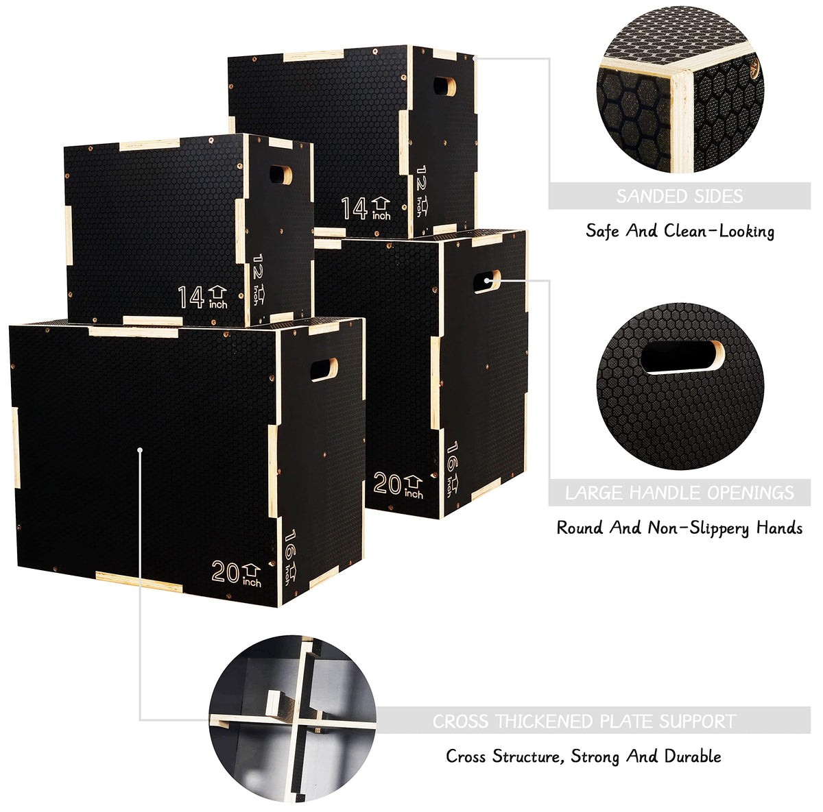 3 in 1 Non-Slip Wooden Plyo Box W593305