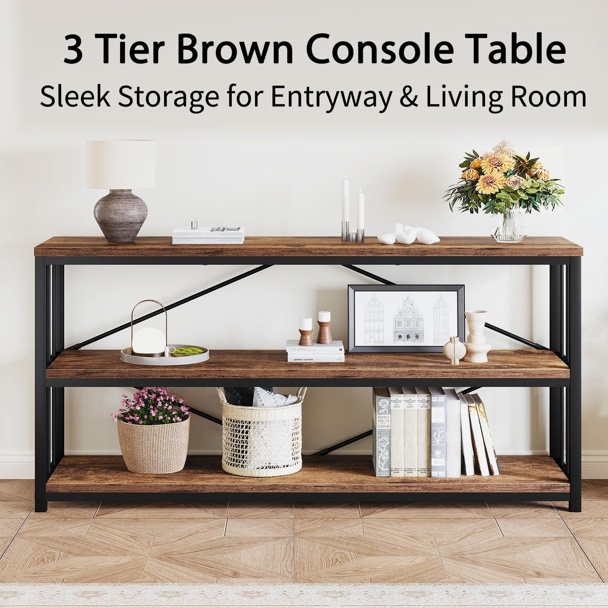 70 Inch Rustic Brown Console Table T7677