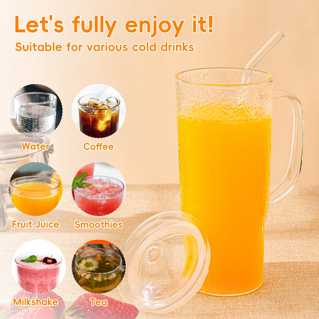 24oz Clear Glass Tumbler with Handle, 2 Pack U95405