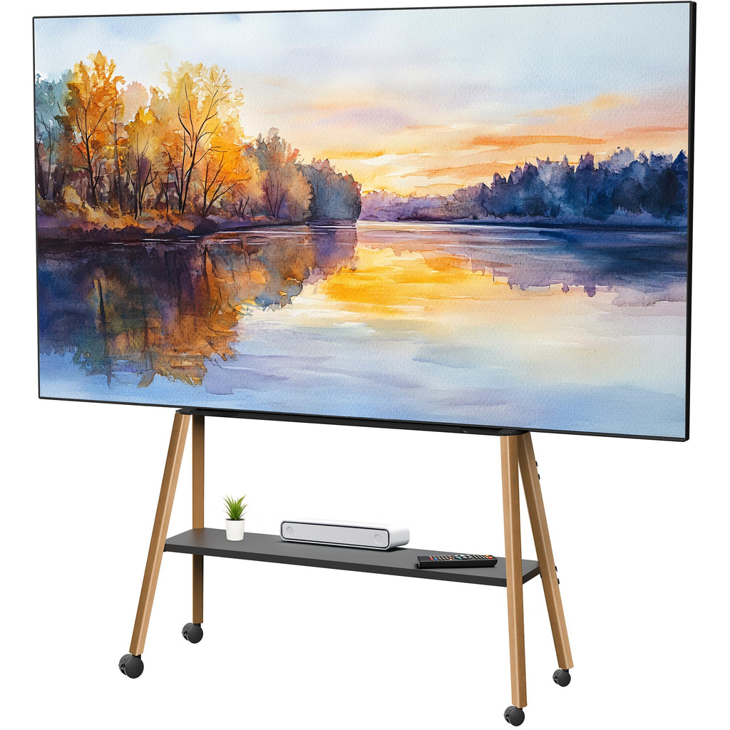 43 to 75 inch Adjustable Mobile TV Stand with Walnut Legs O1843