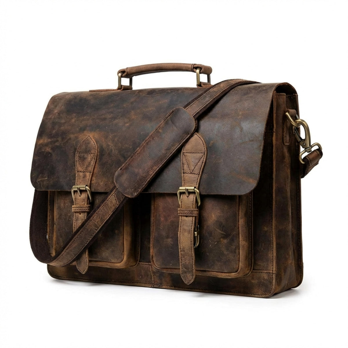 Retro Brown Laptop Messenger Bag Crossbody Travel Bag O909