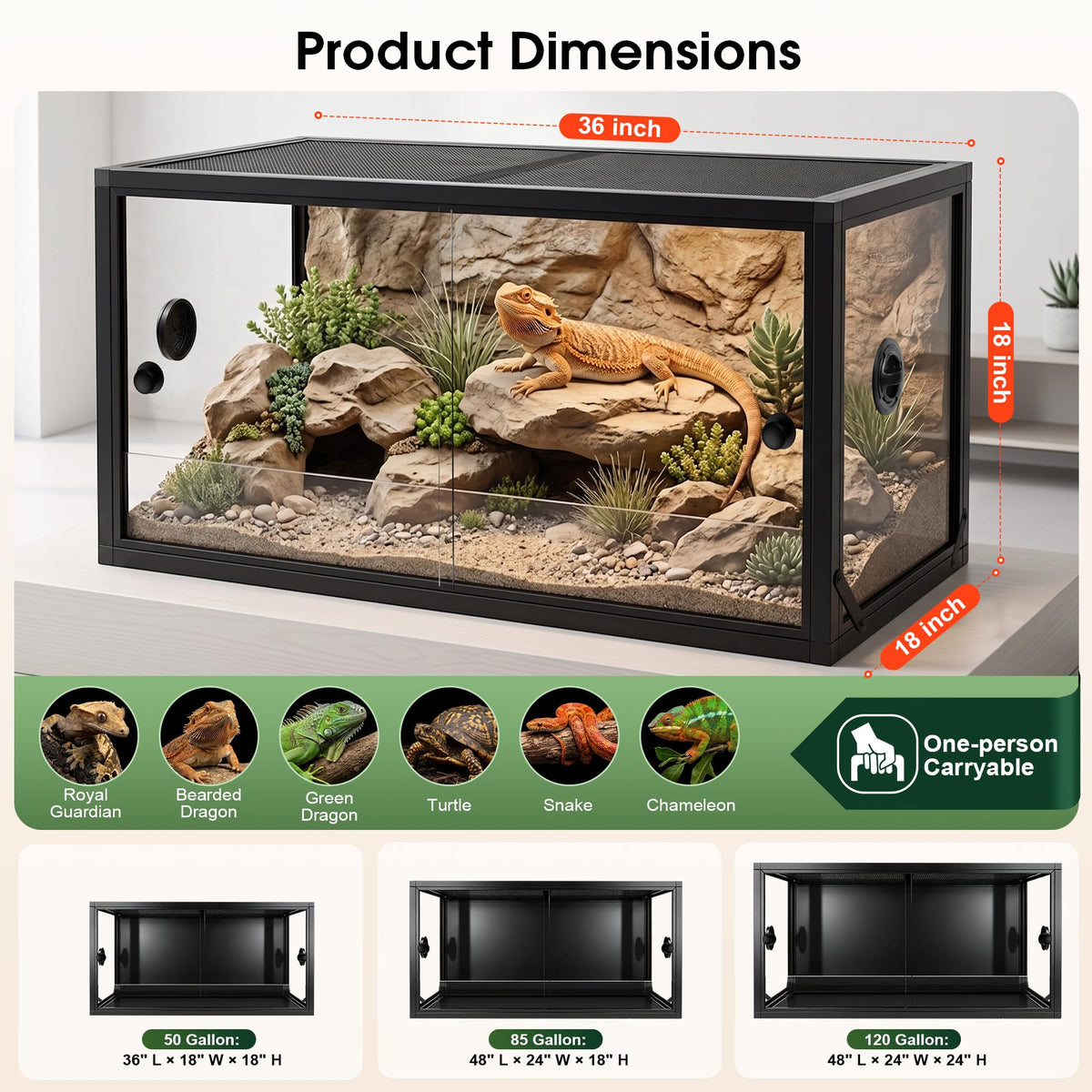 50 Gallon Front Opening Reptile Tank H148400