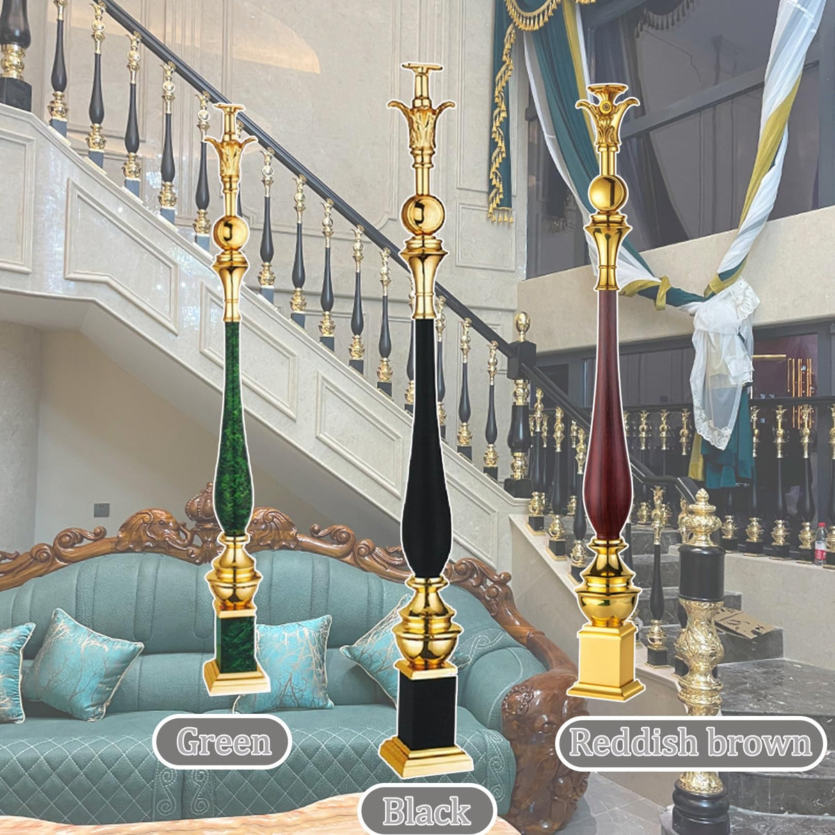 Black 6 Pack Aluminum Alloy Baluster Spindles X3515