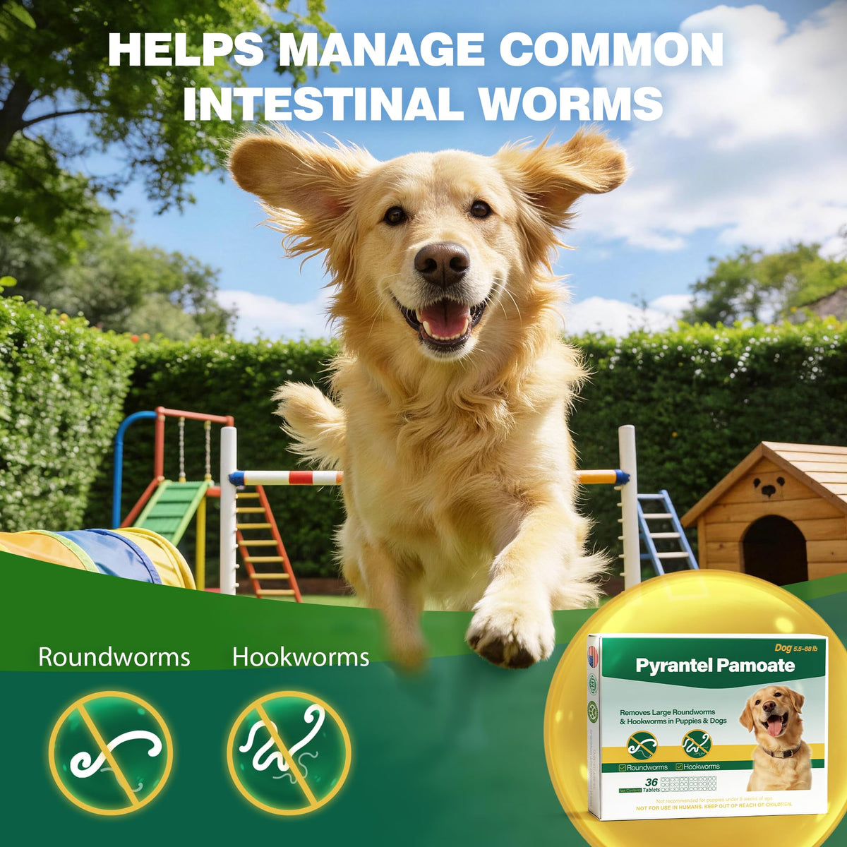 Chewable Pyrantel Pamoate Dog Dewormer 36 Tablets S80318