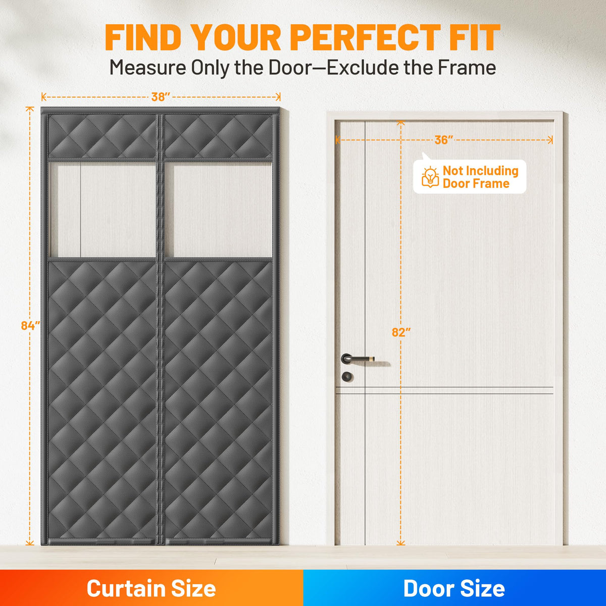 Magnetic Insulated Door Curtain 36"x82" Black J220