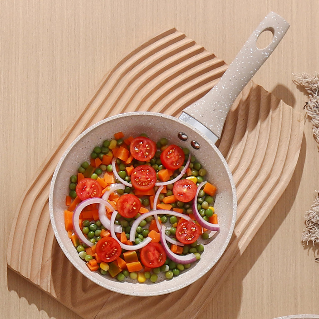 13-Piece Beige Marble Coated Non-Stick Cookware Set with Glass Lids M523000