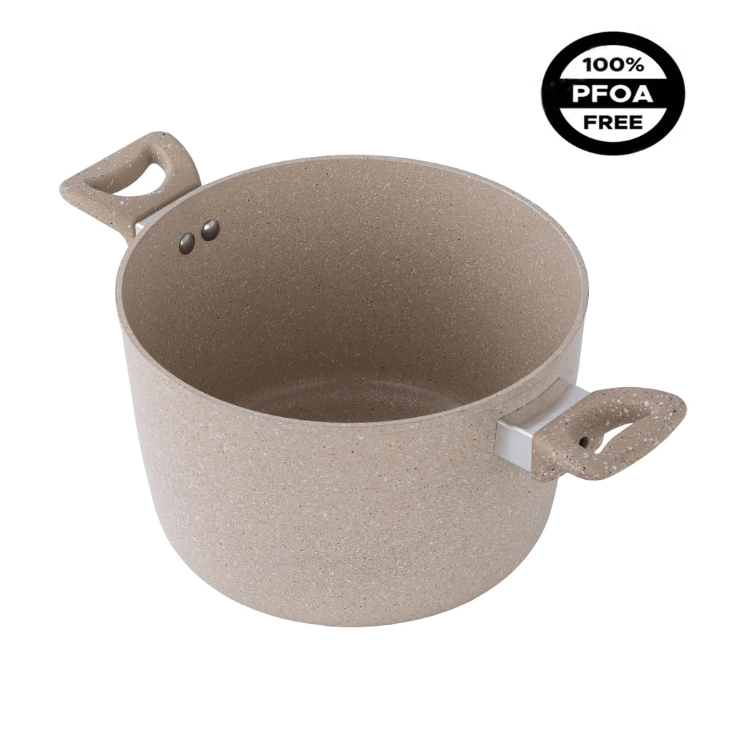 13-Piece Beige Marble Coated Non-Stick Cookware Set with Glass Lids M523000
