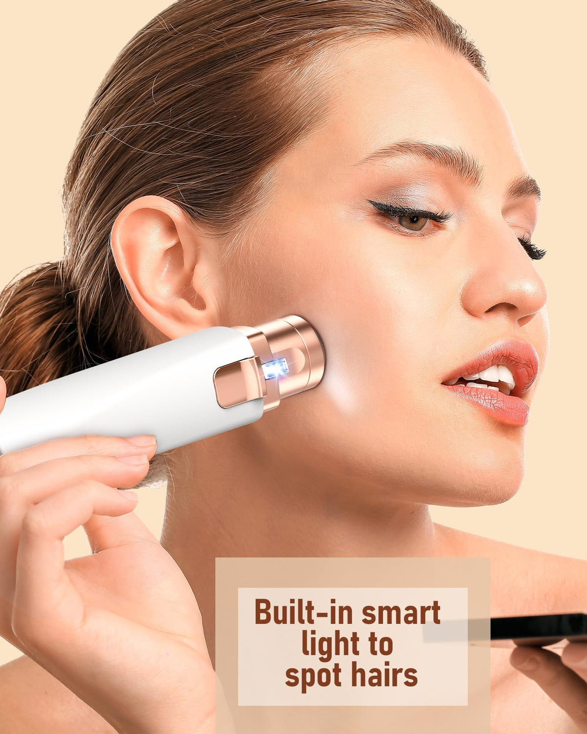 2 in 1 Rechargeable Eyebrow Trimmer Facial Hair Remover with LED Light P626365