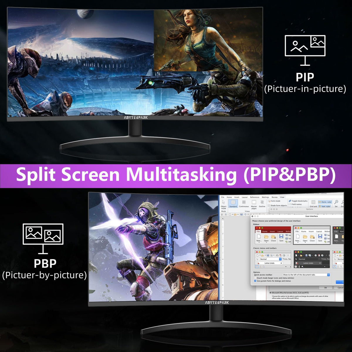 34 Inch Curved Ultra Wide WQHD Gaming Monitor 165Hz 1ms HDR400 D526