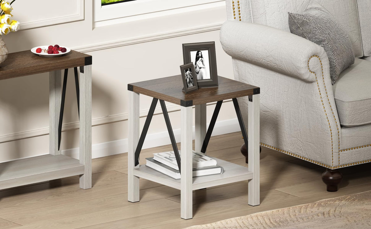 End Table Set of 2 with Storage Shelf T869
