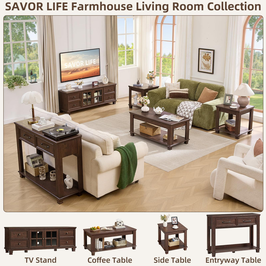 Farmhouse TV Stand with Glass Doors X2923