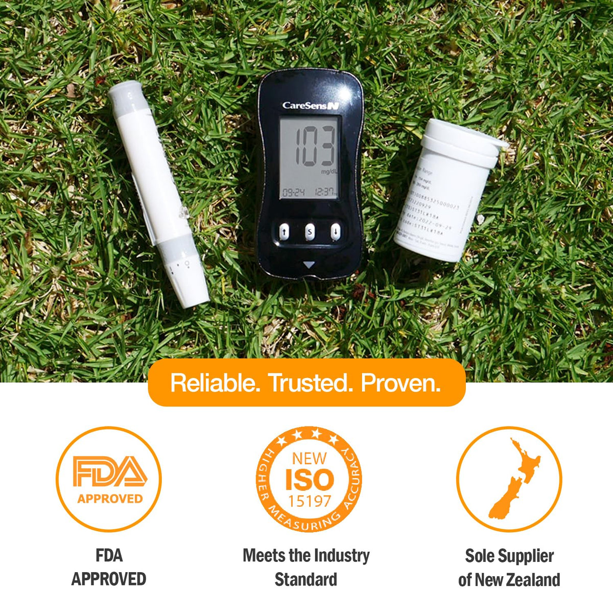 Blood Glucose Monitor Kit with 100 Test Strips, 100 Lancets, Lancing Device, Control Solution, Travel Case P9071