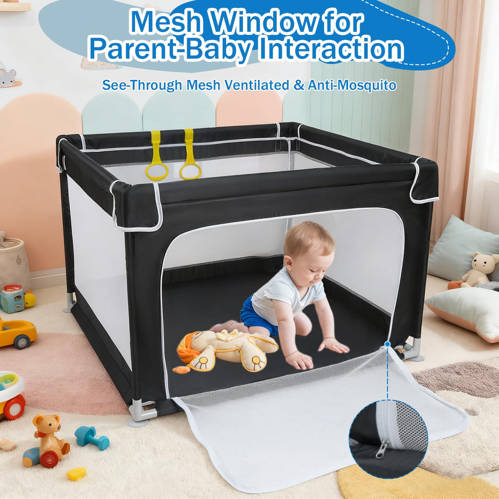 Baby Playpen with Mesh and Anti-Slip Base E60435